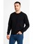 Erkek Üç Iplik Düz Bisiklet Yaka Sweatshirt - Siyah 4