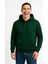Erkek Üç Iplik Kapüşonlu Kanguru Cepli Sweatshirt Hoodie - Haki 4