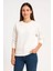 Kadın Üç Iplik Düz Bisiklet Yaka Sweatshirt - Beyaz 1