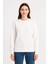 Kadın Üç Iplik Düz Bisiklet Yaka Sweatshirt - Beyaz 2