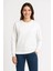 Kadın Üç Iplik Düz Bisiklet Yaka Sweatshirt - Beyaz 3