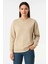 Kadın Üç Iplik Düz Bisiklet Yaka Sweatshirt - Bej 2