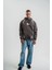 Double Oversize Kapşonlu Şimşek Pano Baskılı Sweatshirt - Füme 6
