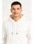 Erkek Ovarsize Kapüşonlu Swetshirt Kanguru Çepli Cıtcıtlı 3 Iplik Şardonlu Hoodie - Beyaz 1