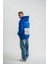 Unisex Kapşonlu Uzun Kol Patchli Nakışlı Sweatshirt - Mavi 1