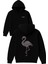 Tek Flamingo Parlak Tasarım Baskılı Oversize Siyah Kapüşonlu Sweatshirt 1