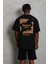 Unisex Oversize Baskılı Bisiklet Yaka T-Shirt - Siyah 5