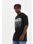 Unisex Baskılı Oversize T-Shirt - Siyah 3