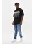 Unisex Baskılı Oversize T-Shirt - Siyah 4