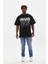 Unisex Baskılı Oversize T-Shirt - Siyah 5