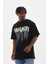 Unisex Baskılı Oversize T-Shirt - Siyah 6