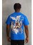 Unisex Baskılı Oversize T-Shirt - Mavi 2