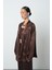Kadın Kahverengi Yaprak Desenli Oversize Kesim Tesettür Kimono 2