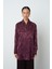 Kadın Bordo Renk Karışık Desenli Oversize Kesim Gömlek 1