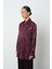 Kadın Bordo Renk Karışık Desenli Oversize Kesim Gömlek 2