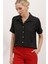 Kadın Bdart Dokulu Slim Fit Kısa Kollu Düğmeli Gömlek Siyah 1