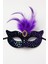Mor Tüylü Taşlı Işıltılı Parti Maskesi Siyah Pul Süslemeli Şık Maskeli Balo Kostüm Aksesuarı 2