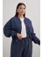 Astarlı Crop Çizgili Bomber Ceket 6