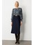 Kadın Beli Kemerli Yırtmaçlı Midi Etek 2009 Lacivert 1