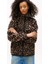 Kadın Regular Fit Leopar Desenli Dik Yaka Polar Ceket - Kahverengi 1