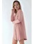 Kadın Ekstra Yumuşak Gömlek Yaka Mini Rahat Gecelik Toz Pembe 2