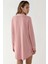 Kadın Ekstra Yumuşak Gömlek Yaka Mini Rahat Gecelik Toz Pembe 4