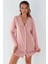 Kadın Ekstra Yumuşak Gömlek Yaka Mini Rahat Gecelik Toz Pembe 6