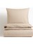 Natural Ranforce Beige Çizgili Çift Kişilik Nevresim Takımı %100 Organik Pamuk 5