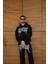 Erkek Premium Taş Baskılı Eşofman Takım Revenge Model (Siyah) Kapüşonlu Üst + Taşlı Baskılı Alt Modern Streetwear Tarzı Oversize Rahat Kalıp 3 Iplik Pamuklu - Siyah 1