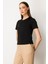 Kadın Sıfır Yaka Kısa Kol Basic Bluz 61334 Siyah 2