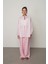 Kadın Kolları Taş Işlemeli Hakim Yaka Pembe Gömlek 4