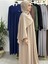 Şallı ve Üsten Robalı,kemerli Elbise Takım .hijap ,abaya (Hac ve Umre Için Uygundur) Bej 6