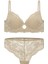 Dantelli Dekolte Sütyen Külot Takım Push Up, 2451 Taş Rengi 1
