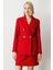 Kadın Kruvaze Yaka Kaşe Ceket 5069 Kırmızı 1