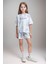 Kız Çocuk Giyim %100 Pamuklu Oversize Desenli T-Shirt & Şort Ikili Takım LL.P01.O2.L01.010 1