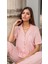Kadın Ev Giyim Kısa Kollu Regular Pembe Çizgili Pijama Takımı A1.L01.IS.00.SA004 1