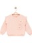 Kız Çocuk Sweatshirt Şardonlu Kumaş Pembe Uzun Kollu Çiçek Desenli Çocuk Sweat 3