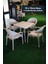 Bambu Balkon Bahçe Masa Takımı 4 Kişilik 70X70 Masa 4 Adet Bambu Koltuk Beyaz 1