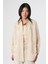 Kadın Açık Bej Önü Nakış Işlemeli Oversize Gömlek 1