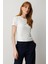 Kadın Sıfır Yaka Kısa Kol Basic Bluz 61334 Ekru 2
