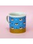 Kedi Desenli Mavi Seramik Kupa 3
