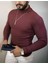 Erkek Tam Boğazlı Fitilli Kaşkorse Triko – Likralı, Extra Dar Kesim Slimfit, Yumuşak Kaşmir Dokulu Model - Bordo 1