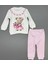 Kız Bebek Ayıcık Baskılı Çıt Çıtlı Alt Üst Ikili Gündelik Takım 6-18 Ay 2