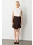 Kadın Asimetrik Kesim Süs Düğmeli Mini Etek 2007 Kahverengi 1