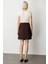 Kadın Asimetrik Kesim Süs Düğmeli Mini Etek 2007 Kahverengi 4