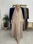 Ferace & Abaya Sufle Esarp ve Üsten Robalı Kemerli Elbise Takım .hac ve Umre Için Uygundur Bej 1