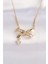 316L Çelik Zincir Altın Renk Zirkon Taşlı Kalp Detay Fiyonk Kolye 1