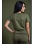 Tırmanan Kedi Baskılı Haki Tişört 2
