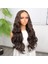Gür Yoğun Su Dalgalı Koyu Kumral Fiber Sentetik Uzun Tül Peruk 3