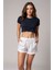 Indigo Bisiklet Yaka Slim Fit Crop Top 1